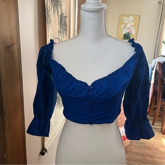 Zara poplin blue crop top - Picture 9 of 16